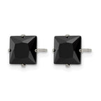 Chisel Stainless Steel Polished 7mm Black Square CZ Stud Post Earrings
