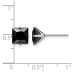 Chisel Stainless Steel Polished 7mm Black Square CZ Stud Post Earrings