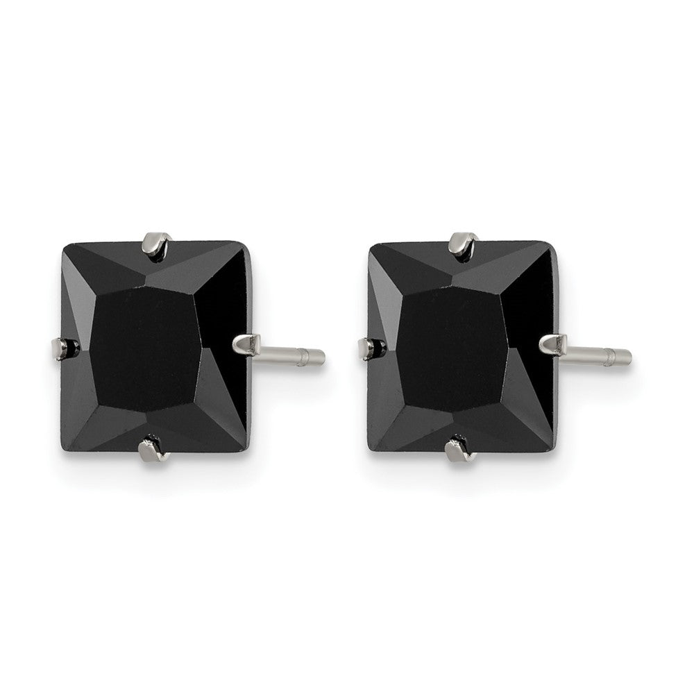 Chisel Stainless Steel Polished 8mm Black Square CZ Stud Post Earrings