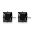 Chisel Stainless Steel Polished 8mm Black Square CZ Stud Post Earrings