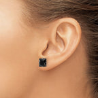 Chisel Stainless Steel Polished 8mm Black Square CZ Stud Post Earrings