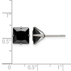 Chisel Stainless Steel Polished 8mm Black Square CZ Stud Post Earrings