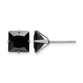 Chisel Stainless Steel Polished 8mm Black Square CZ Stud Post Earrings