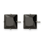 Chisel Stainless Steel Polished 9mm Black Square CZ Stud Post Earrings
