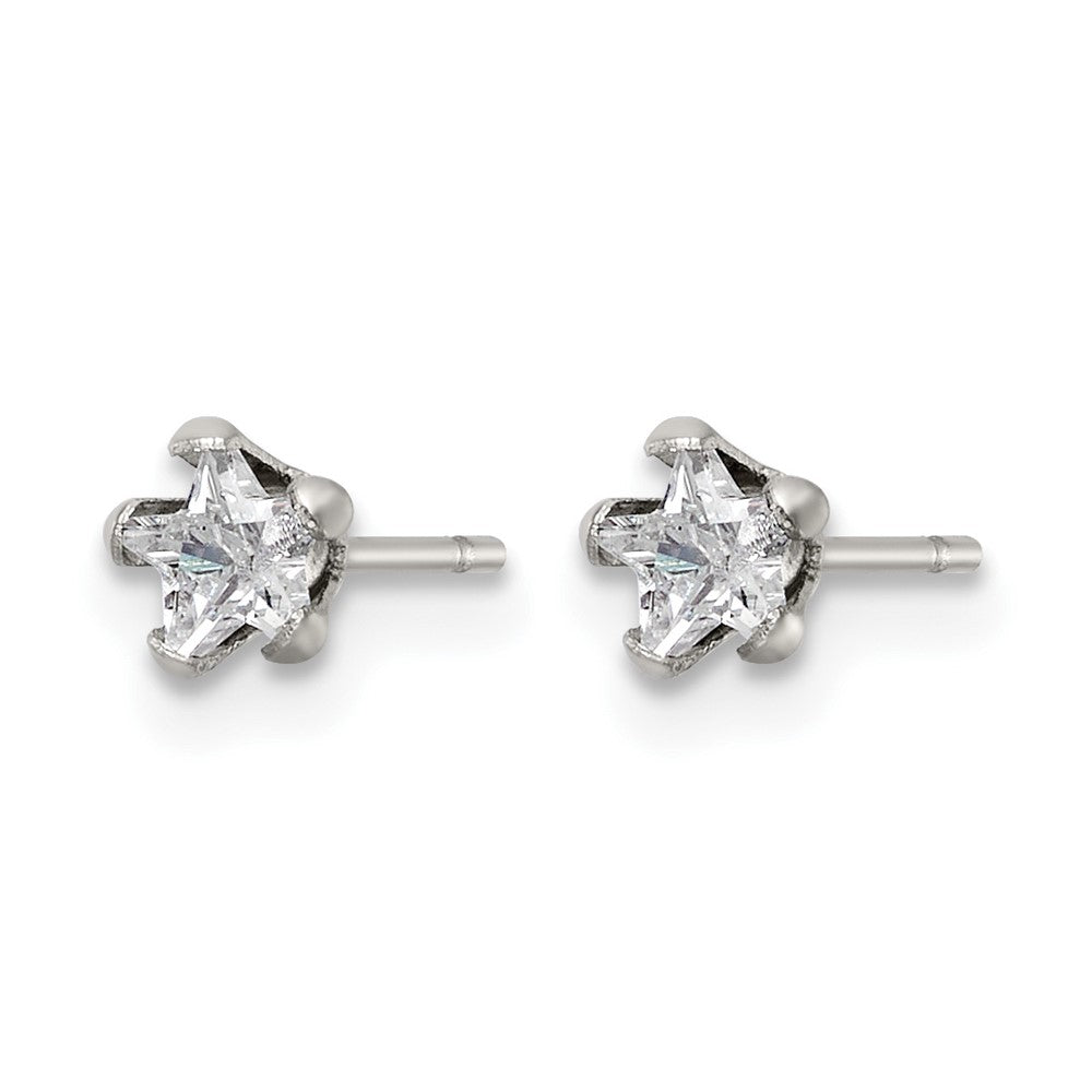 Chisel Stainless Steel Polished 4mm Star CZ Stud Post Earrings