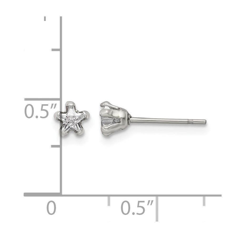 Chisel Stainless Steel Polished 4mm Star CZ Stud Post Earrings