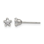 Chisel Stainless Steel Polished 4mm Star CZ Stud Post Earrings