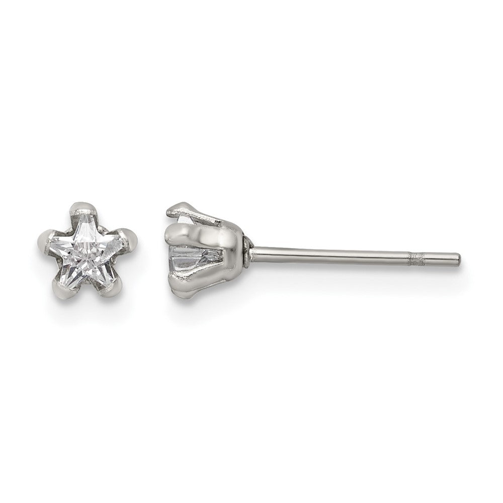 Chisel Stainless Steel Polished 4mm Star CZ Stud Post Earrings