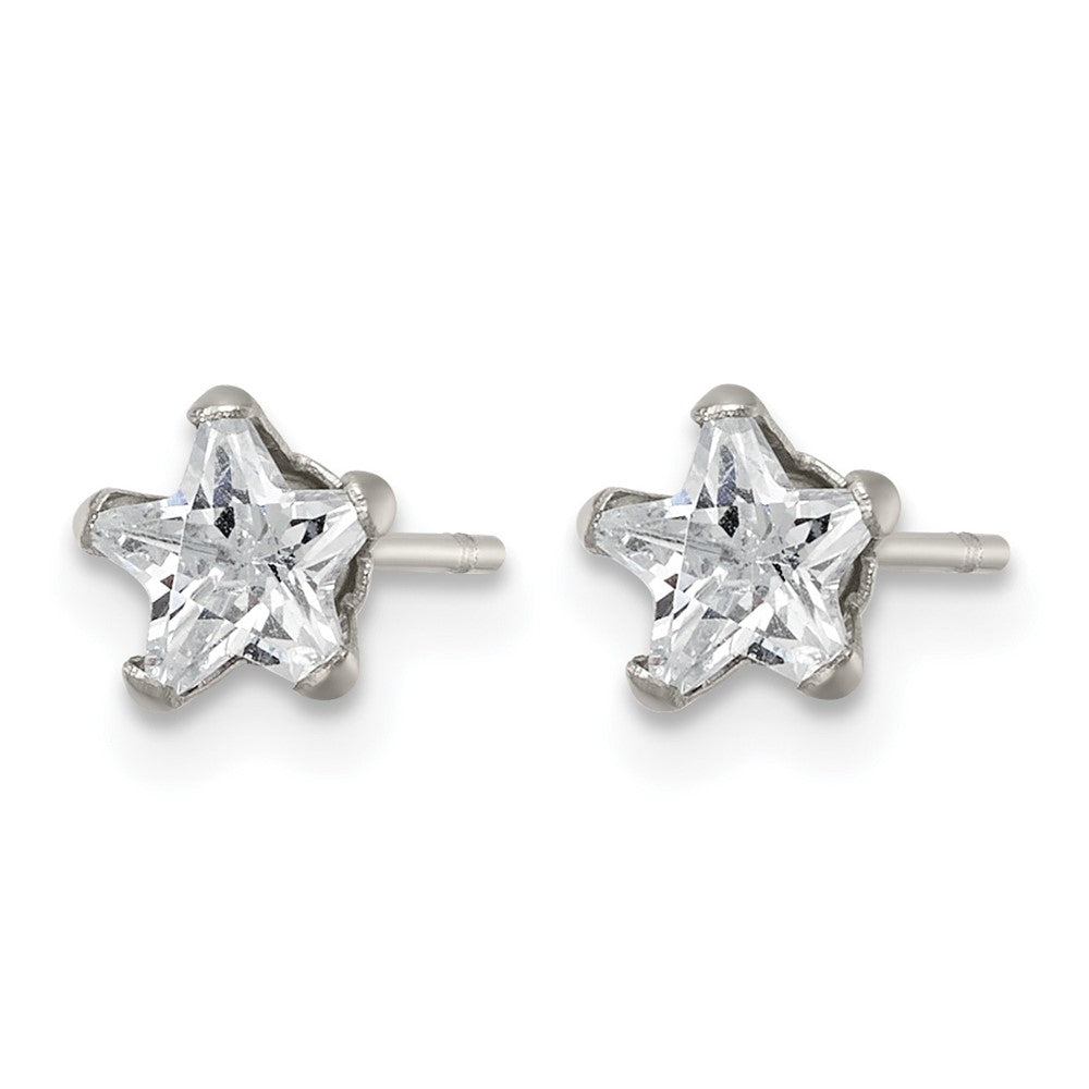 Chisel Stainless Steel Polished 5mm Star CZ Stud Post Earrings