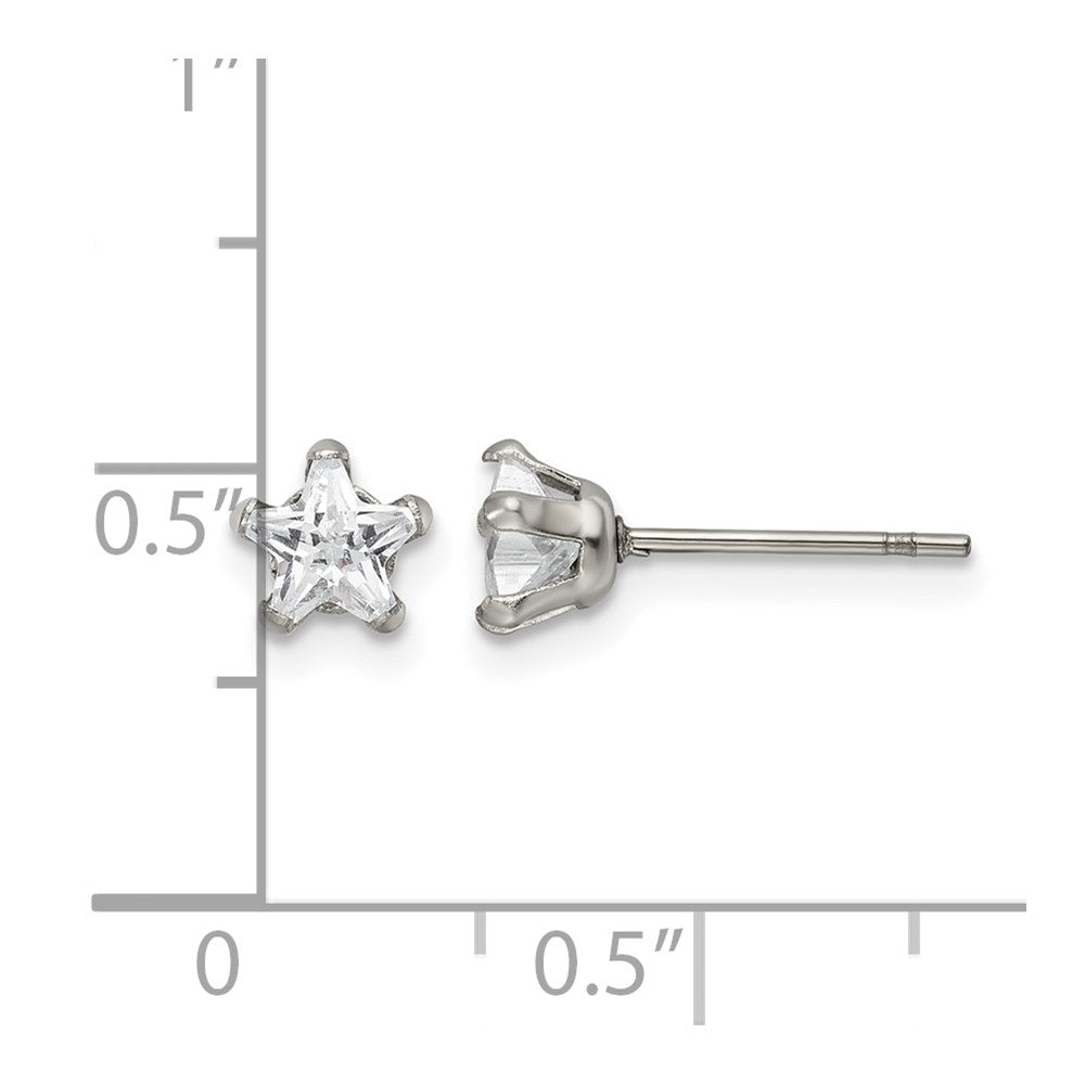 Chisel Stainless Steel Polished 5mm Star CZ Stud Post Earrings