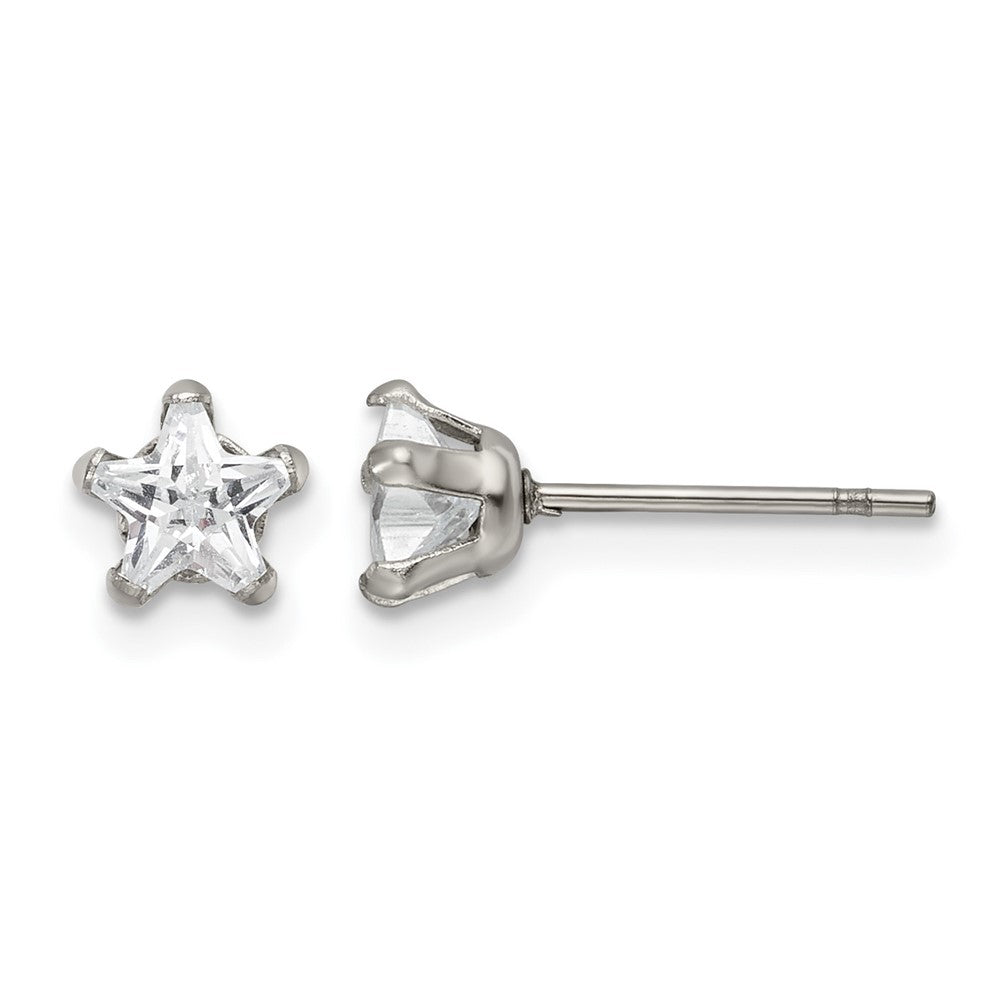 Chisel Stainless Steel Polished 5mm Star CZ Stud Post Earrings