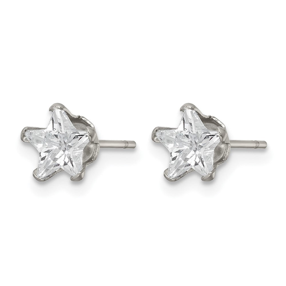 Chisel Stainless Steel Polished 6mm Star CZ Stud Post Earrings