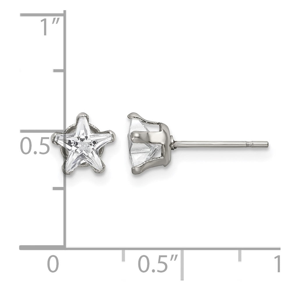 Chisel Stainless Steel Polished 6mm Star CZ Stud Post Earrings