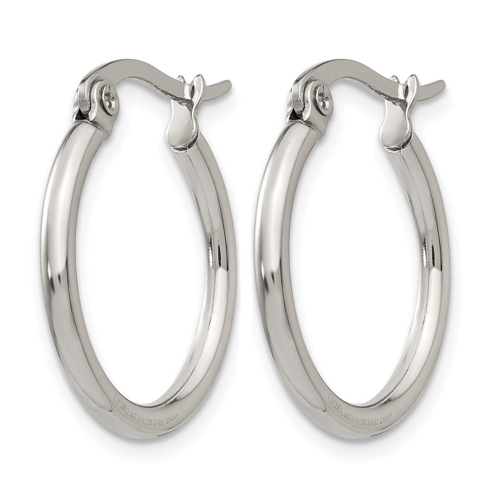 Chisel Stainless Steel Polished 19.5mm Diameter 2mm Hoop Earrings