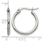 Chisel Stainless Steel Polished 19.5mm Diameter 2mm Hoop Earrings