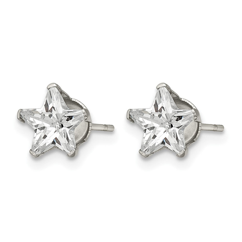 Chisel Stainless Steel Polished 7mm Star CZ Stud Post Earrings