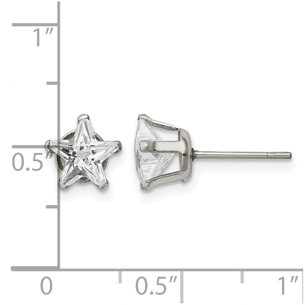 Chisel Stainless Steel Polished 7mm Star CZ Stud Post Earrings