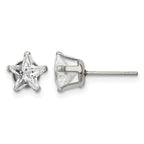 Chisel Stainless Steel Polished 7mm Star CZ Stud Post Earrings