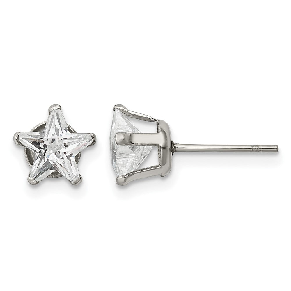 Chisel Stainless Steel Polished 7mm Star CZ Stud Post Earrings