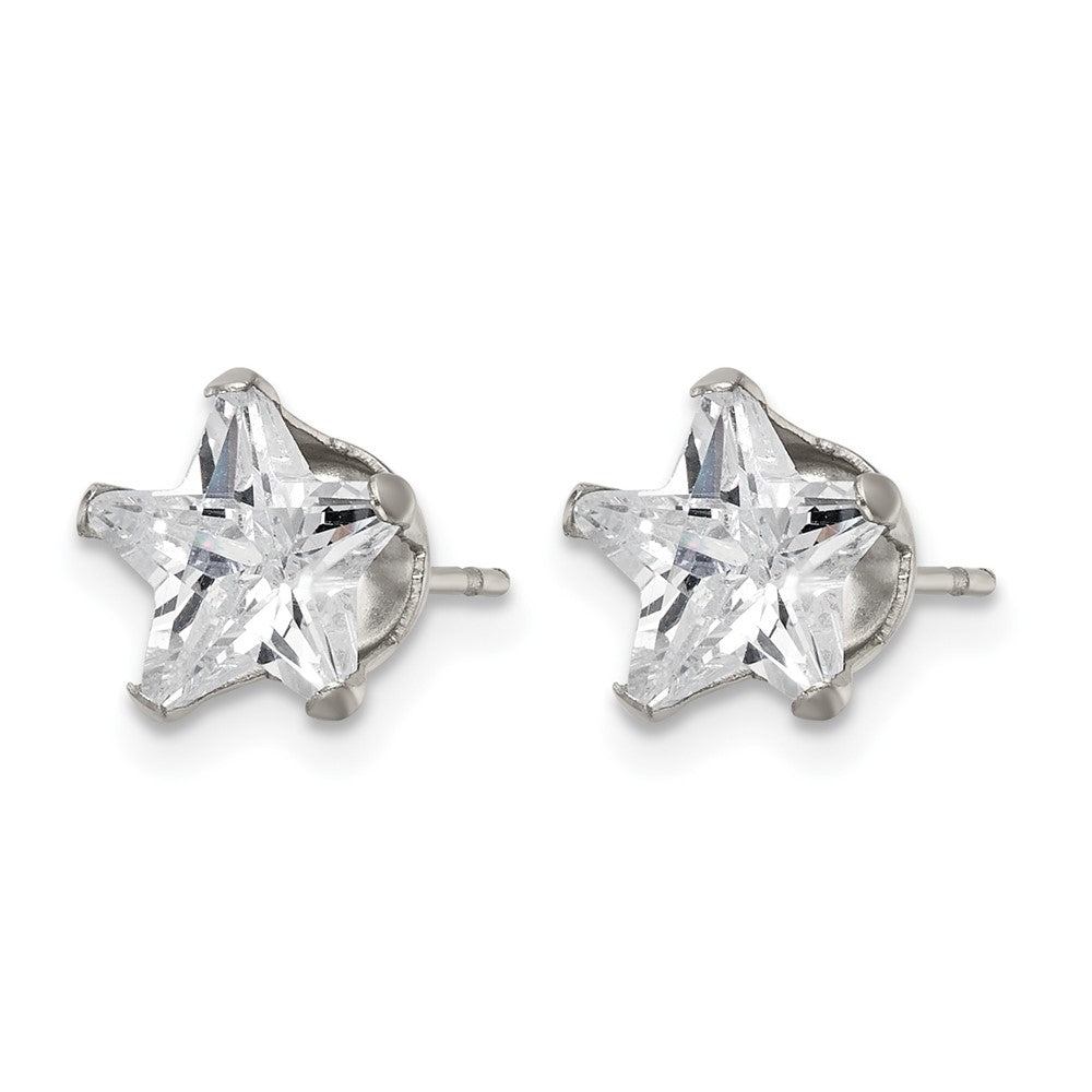Chisel Stainless Steel Polished 8mm Star CZ Stud Post Earrings