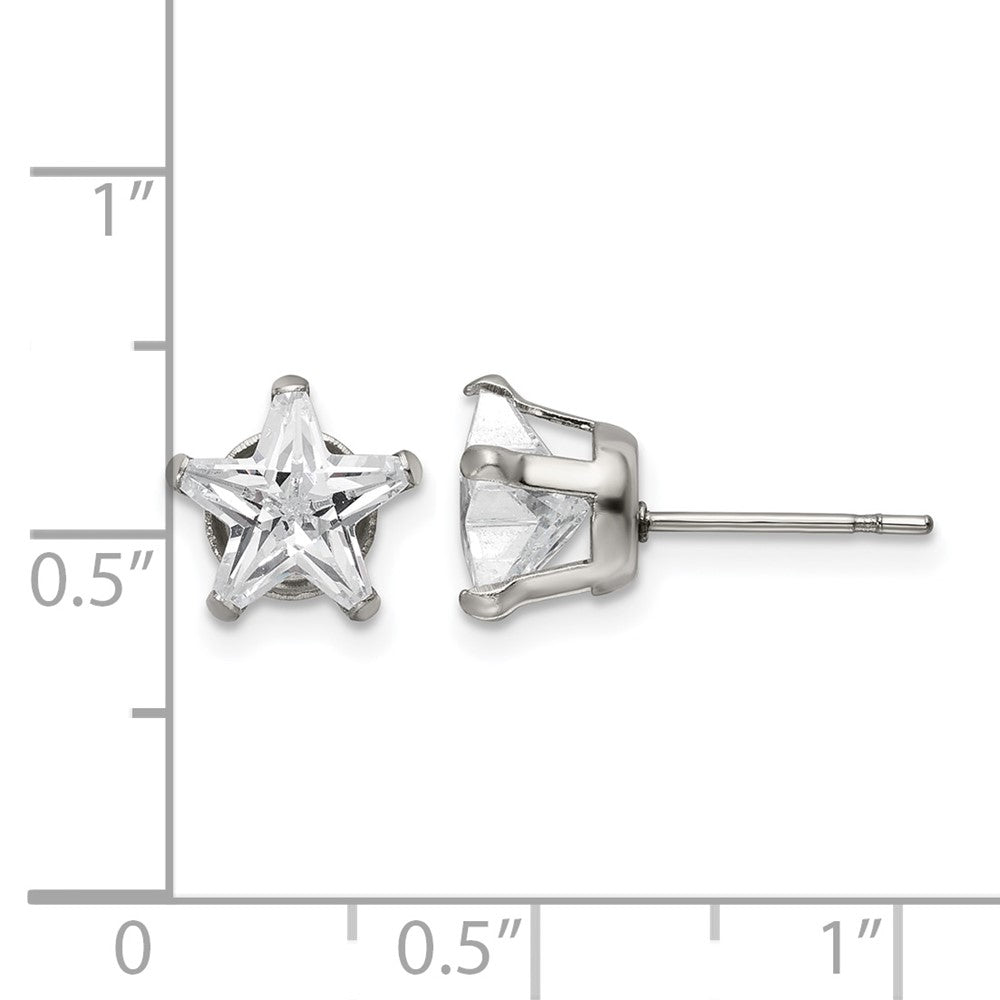 Chisel Stainless Steel Polished 8mm Star CZ Stud Post Earrings