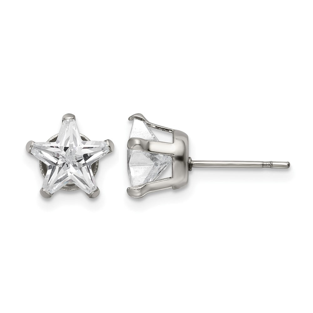 Chisel Stainless Steel Polished 8mm Star CZ Stud Post Earrings