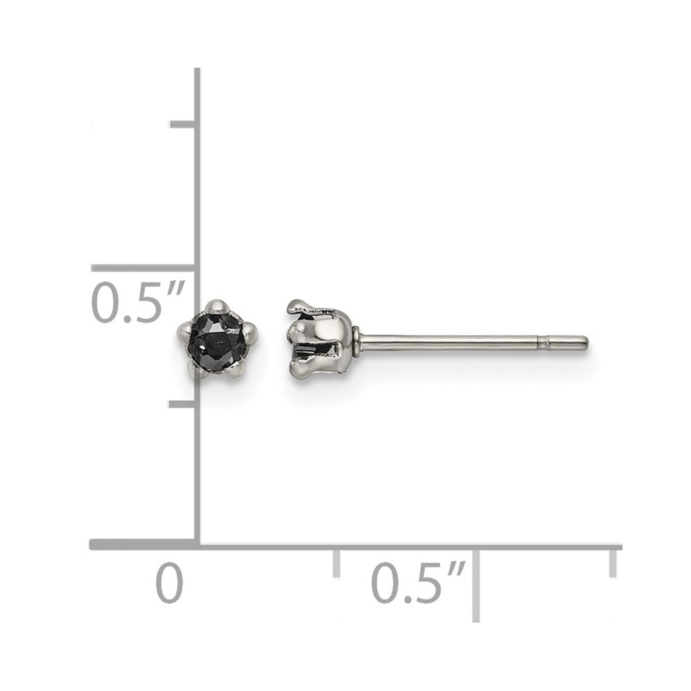 Chisel Stainless Steel Polished 3mm Black Star CZ Stud Post Earrings