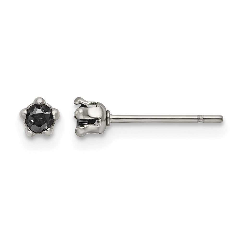 Chisel Stainless Steel Polished 3mm Black Star CZ Stud Post Earrings