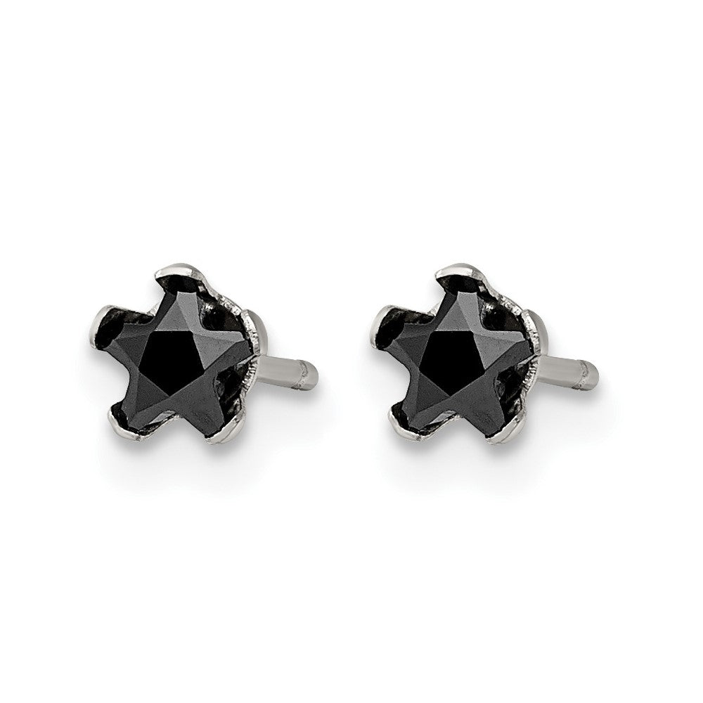 Chisel Stainless Steel Polished 4mm Black Star CZ Stud Post Earrings