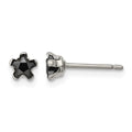 Chisel Stainless Steel Polished 4mm Black Star CZ Stud Post Earrings