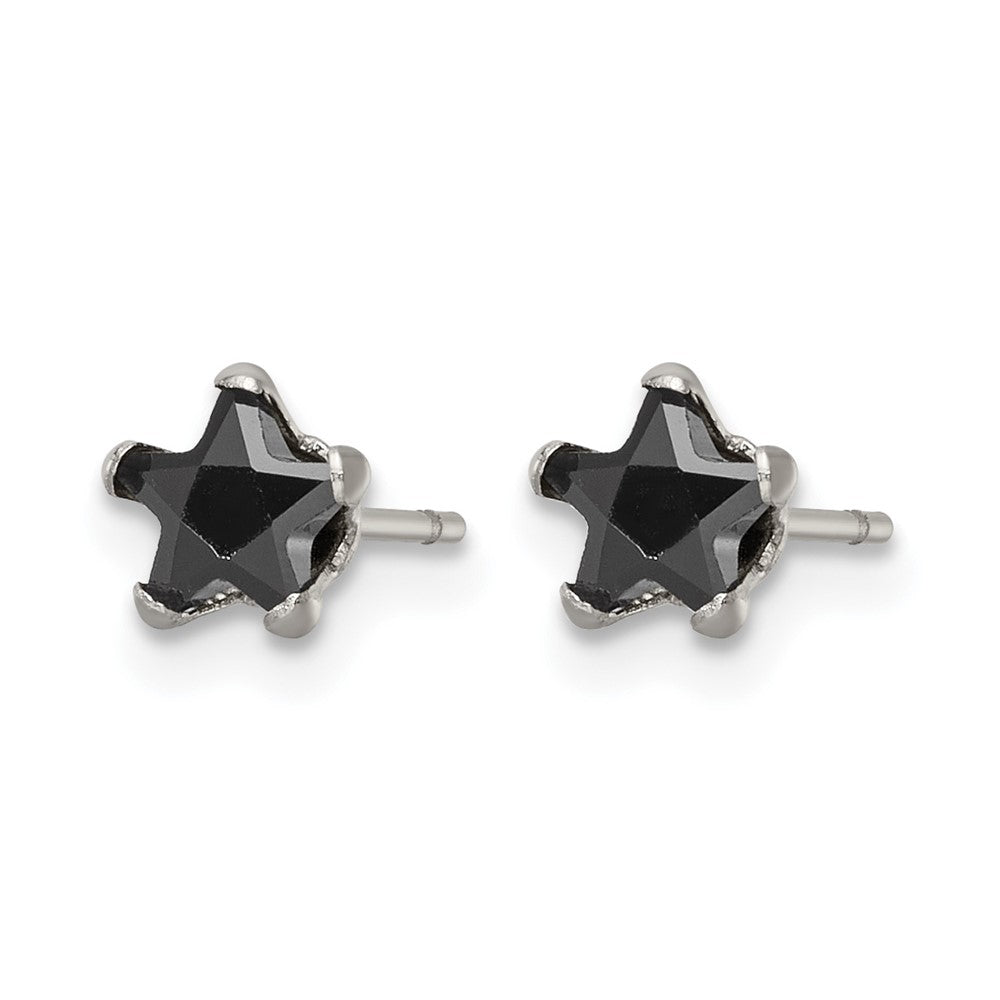 Chisel Stainless Steel Polished 5mm Black Star CZ Stud Post Earrings