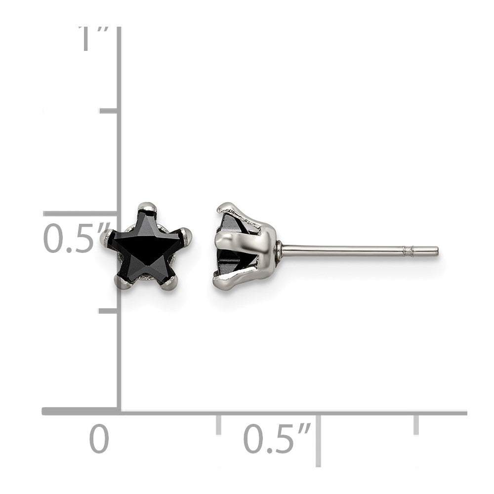 Chisel Stainless Steel Polished 5mm Black Star CZ Stud Post Earrings
