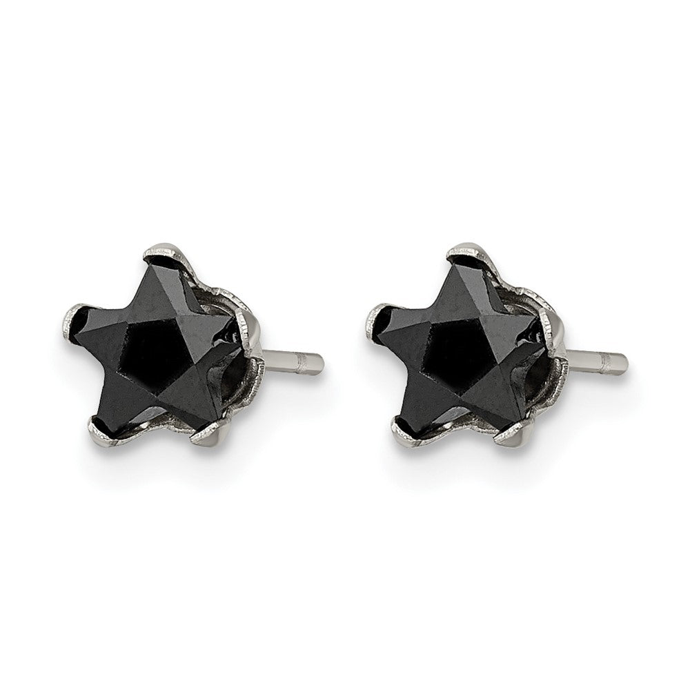 Chisel Stainless Steel Polished 6mm Black Star CZ Stud Post Earrings