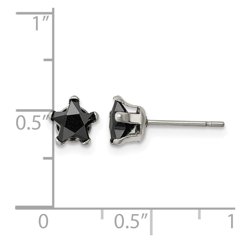 Chisel Stainless Steel Polished 6mm Black Star CZ Stud Post Earrings