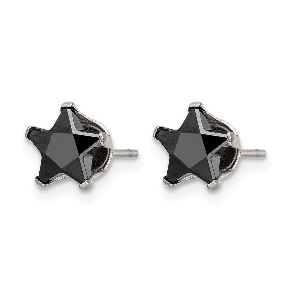 Chisel Stainless Steel Polished 7mm Black Star CZ Stud Post Earrings