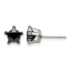 Chisel Stainless Steel Polished 7mm Black Star CZ Stud Post Earrings
