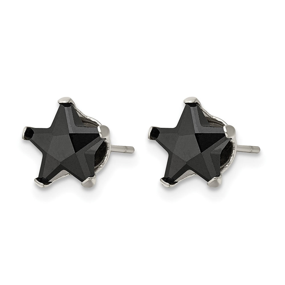 Chisel Stainless Steel Polished 8mm Black Star CZ Stud Post Earrings