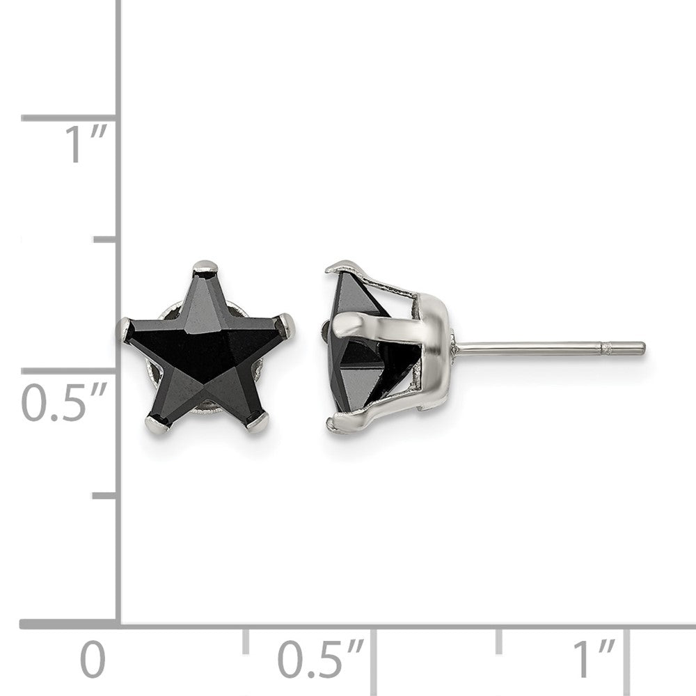 Chisel Stainless Steel Polished 8mm Black Star CZ Stud Post Earrings
