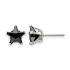 Chisel Stainless Steel Polished 8mm Black Star CZ Stud Post Earrings
