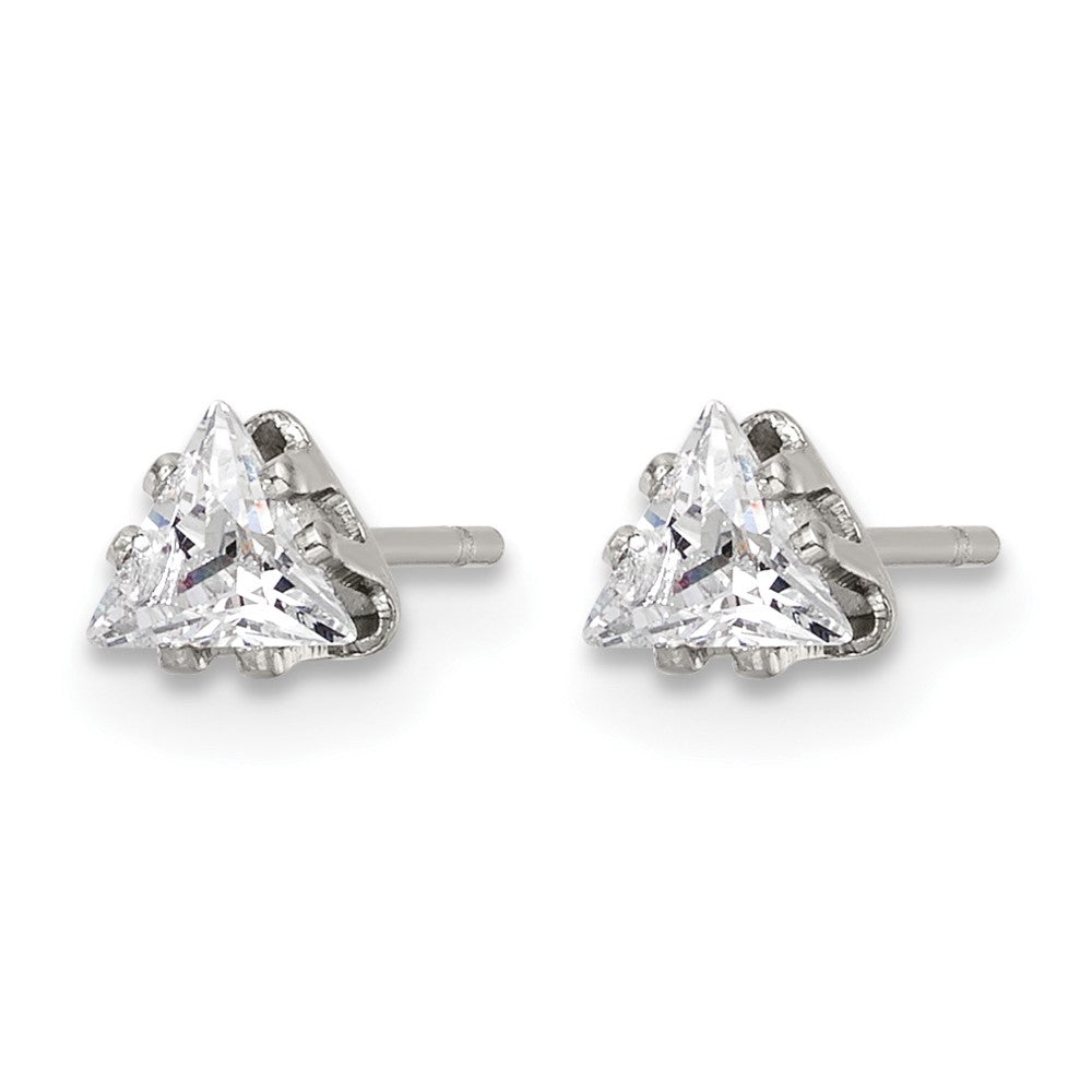 Chisel Stainless Steel Polished 4mm Triangle CZ Stud Post Earrings