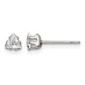 Chisel Stainless Steel Polished 4mm Triangle CZ Stud Post Earrings