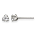Chisel Stainless Steel Polished 4mm Triangle CZ Stud Post Earrings