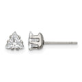 Chisel Stainless Steel Polished 5mm Triangle CZ Stud Post Earrings