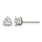 Chisel Stainless Steel Polished 5mm Triangle CZ Stud Post Earrings
