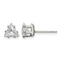 Chisel Stainless Steel Polished 6mm Triangle CZ Stud Post Earrings