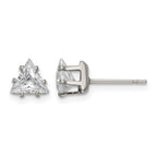 Chisel Stainless Steel Polished 6mm Triangle CZ Stud Post Earrings