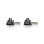 Chisel Stainless Steel Polished 3mm Black Triangle CZ Stud Post Earrings