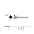 Chisel Stainless Steel Polished 3mm Black Triangle CZ Stud Post Earrings