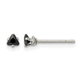 Chisel Stainless Steel Polished 3mm Black Triangle CZ Stud Post Earrings