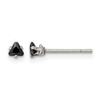 Chisel Stainless Steel Polished 3mm Black Triangle CZ Stud Post Earrings